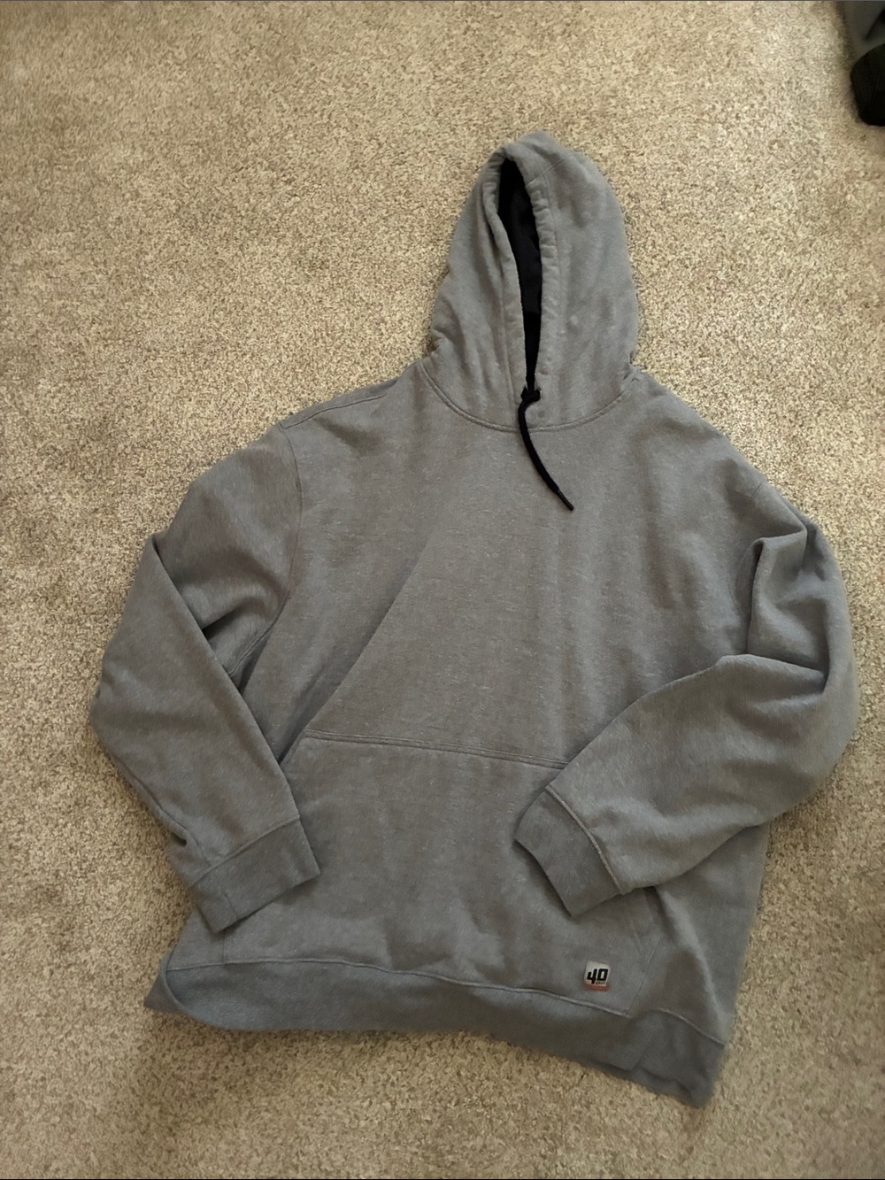 Duluth Trading Co Gray Men's Hooded Sweatshirt with Black Drawcord